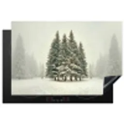 Bomen - Sneeuw - Wit Inductie beschermer vinyl 3mm klein -3d
