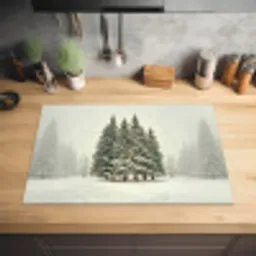 Bomen - Sneeuw - Wit Inductie beschermer vinyl 3mm klein -sfeer5