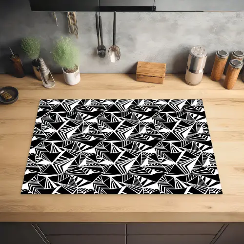 Driehoeken - Geometrisch - Zwart - Wit Inductie beschermer vinyl 3mm klein 276 -sfeer5