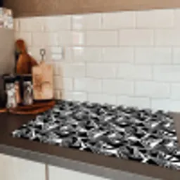 Driehoeken - Geometrisch - Zwart - Wit Inductie beschermer vinyl 3mm klein 276 -sfeer3