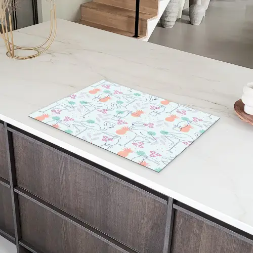 Tropisch - Vogels - Ananas Inductie beschermer vinyl 3mm klein 276 -sfeer8