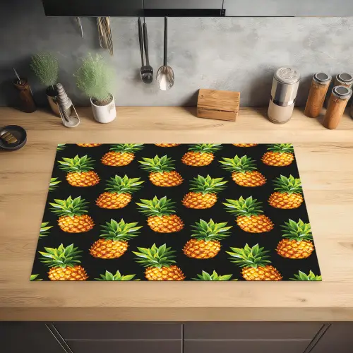 Tropische - Ananas - Zwart Inductie beschermer vinyl 3mm klein 276 -sfeer5
