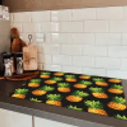 Tropische - Ananas - Zwart Inductie beschermer vinyl 3mm klein 276 -sfeer3