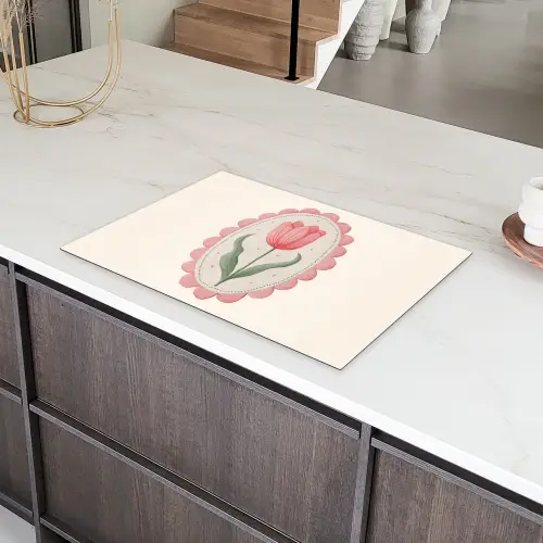 Tulp - Lijst - Ovaal - Illustratie Inductie beschermer vinyl 3mm klein -sfeer8
