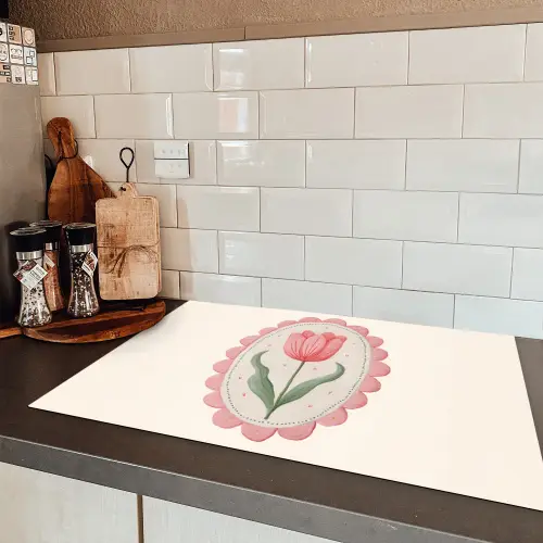 Tulp - Lijst - Ovaal - Illustratie Inductie beschermer vinyl 3mm klein -sfeer3