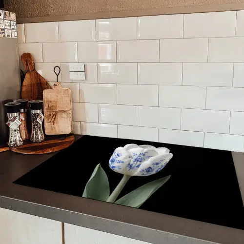 Tulp - Patroon - Blauw Inductie beschermer vinyl 3mm klein -sfeer3