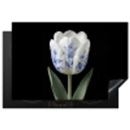 Tulp - Patroon - Blauw Inductie beschermer vinyl 3mm klein -3d