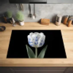 Tulp - Patroon - Blauw Inductie beschermer vinyl 3mm klein -sfeer5
