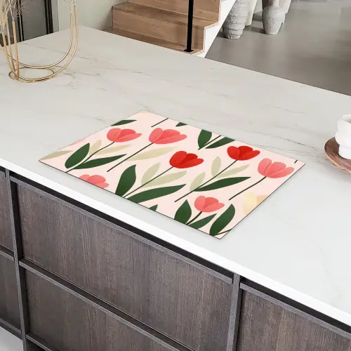 Tulpen - Modern - Roze Inductie beschermer vinyl 3mm klein -sfeer8