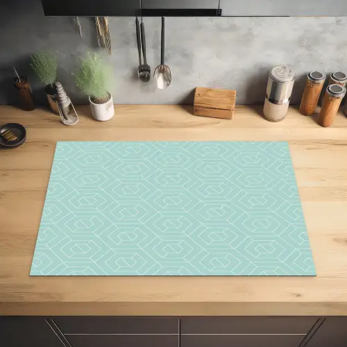Turquoise - Patroon - Lijnen Inductie beschermer vinyl 3mm klein 276 -sfeer5