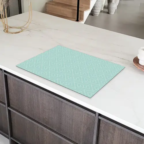 Turquoise - Patroon - Lijnen Inductie beschermer vinyl 3mm klein 276 -sfeer8