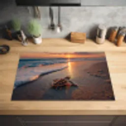 Schildpad - strand - Zonsondergang Inductie beschermer vinyl 3mm klein -sfeer5