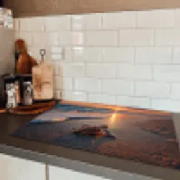 Schildpad - strand - Zonsondergang Inductie beschermer vinyl 3mm klein -sfeer3