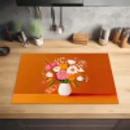 Vaas - Bloemen - Oranje Inductie beschermer vinyl 3mm klein -sfeer5