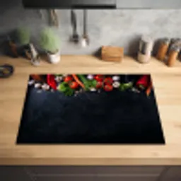 Groente - Kruiden - Specerijen - Zwart - Rustiek - Keuken Inductie beschermer vinyl 3mm klein -sfeer5