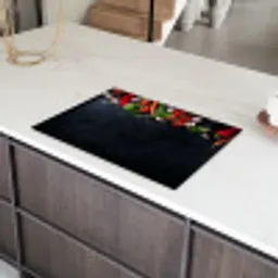 Groente - Kruiden - Specerijen - Zwart - Rustiek - Keuken Inductie beschermer vinyl 3mm klein -sfeer8