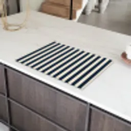 Verticale strepen - Blauw - Crème Inductie beschermer vinyl 3mm klein 276 -sfeer8