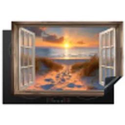 Doorkijk - Strand - Duinen - Zonsondergang Inductie beschermer vinyl 3mm klein -3d