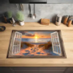 Doorkijk - Strand - Duinen - Zonsondergang Inductie beschermer vinyl 3mm klein -sfeer5