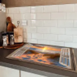 Doorkijk - Strand - Duinen - Zonsondergang Inductie beschermer vinyl 3mm klein -sfeer3
