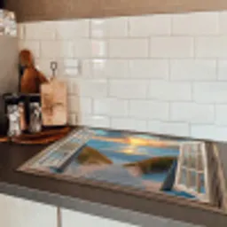 Doorkijk - Strand - Pad - Zonsondergang Inductie beschermer vinyl 3mm klein -sfeer3