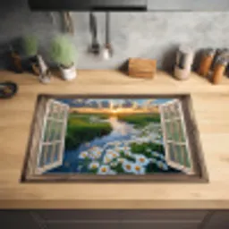 Doorkijk - Landschap - Raam - Water - Zonsondergang Inductie beschermer vinyl 3mm klein -sfeer5