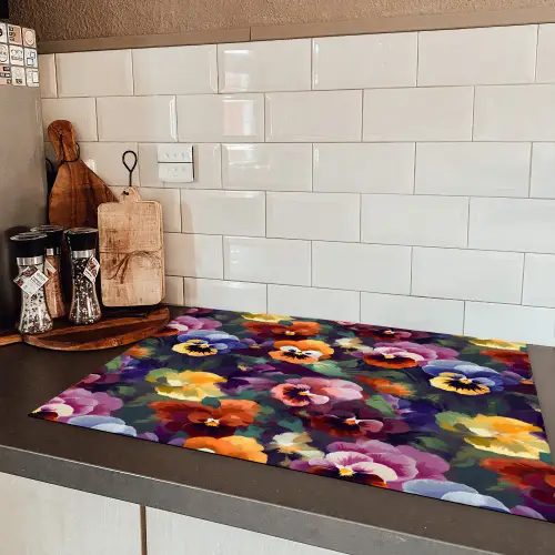 Viooltjes - Kleuren - Bloemblaadjes Inductie beschermer vinyl 3mm klein 276 -sfeer3