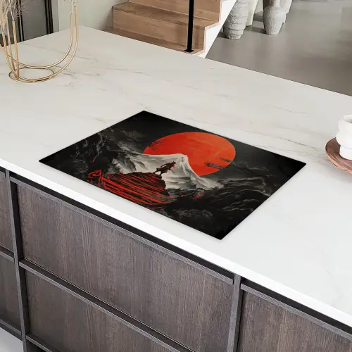 Krijger - Rode trappen - Zon - Berg Inductie beschermer vinyl 3mm klein -sfeer8