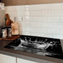 Water - Zwart - Abstract Inductie beschermer vinyl 3mm klein -sfeer3