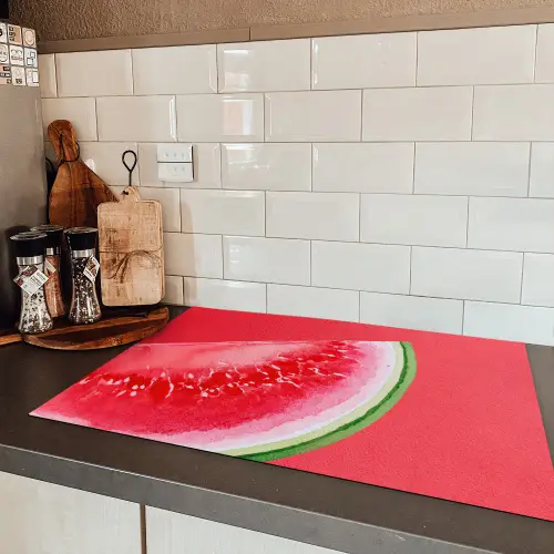 Watermeloen - Rood - Zomers Inductie beschermer vinyl 3mm klein -sfeer3