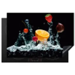 Watersplash - Fruit - Zwart Inductie beschermer vinyl 3mm klein -3d