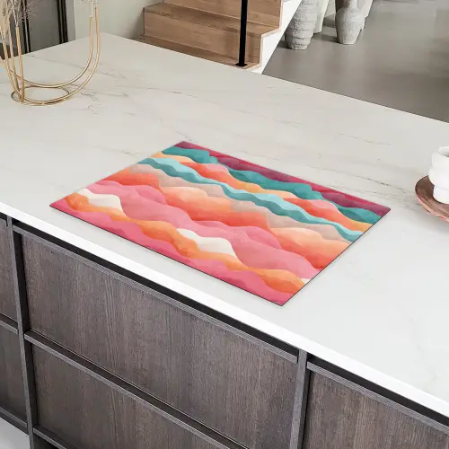 Golven - Kleurrijk - Abstract Inductie beschermer vinyl 3mm klein -sfeer8