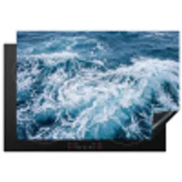 Golven - Oceaan - Blauw Inductie beschermer vinyl 3mm klein -3d