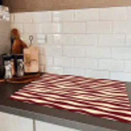 Golven - Rood - Patroon - Crème Inductie beschermer vinyl 3mm klein 276 -sfeer3