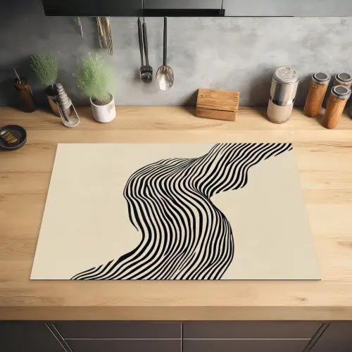 Golvend - Lijnen - Abstract - Silhouet Inductie beschermer vinyl 3mm klein -sfeer5