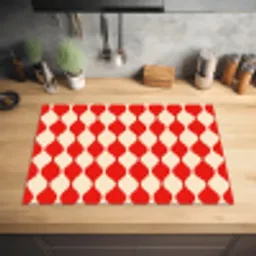 Golvend patroon - Retro - Rood - Beige Inductie beschermer vinyl 3mm klein 276 -sfeer5