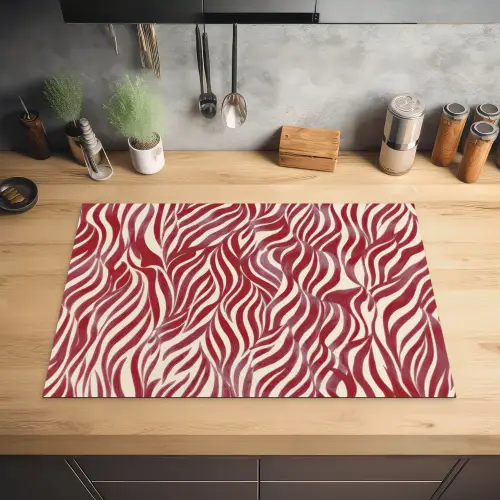 Golvende vormen - Abstract - Rood Inductie beschermer vinyl 3mm klein -sfeer5