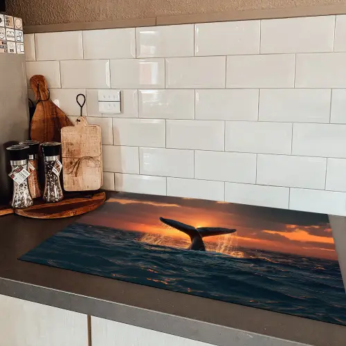 Walvis staart - Water - Zonsondergang Inductie beschermer vinyl 3mm klein -sfeer3