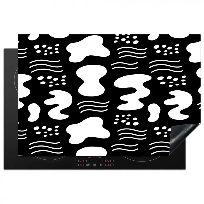 Wit - Zwart - Dynamisch - Patroon Inductie beschermer vinyl 3mm klein 276 -3d
