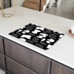 Wit - Zwart - Dynamisch - Patroon Inductie beschermer vinyl 3mm klein 276 -sfeer8