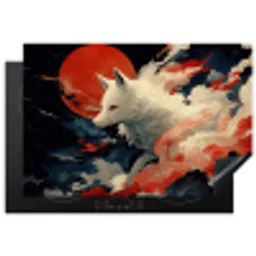 Witte vos - wolken - maan Inductie beschermer vinyl 3mm klein -3d