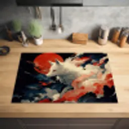 Witte vos - wolken - maan Inductie beschermer vinyl 3mm klein -sfeer5