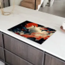Witte vos - wolken - maan Inductie beschermer vinyl 3mm klein -sfeer8