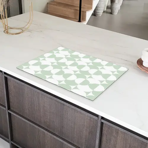 Wit - Groen - Cirkels Inductie beschermer vinyl 3mm klein 276 -sfeer8