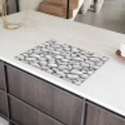 Wit - Kiezels - Egaal Inductie beschermer vinyl 3mm klein 276 -sfeer8