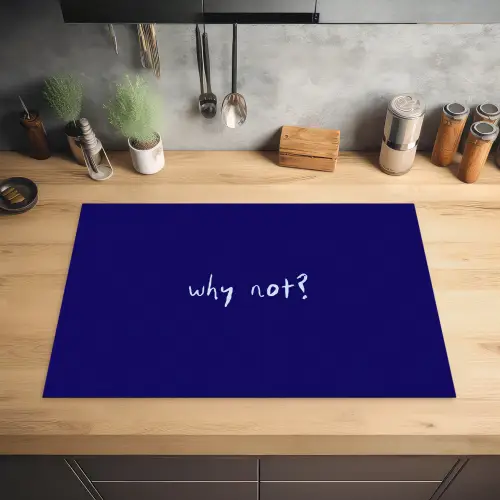 Why not - Blauw - Handgeschreven Inductie beschermer vinyl 3mm klein -sfeer5