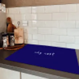 Why not - Blauw - Handgeschreven Inductie beschermer vinyl 3mm klein -sfeer3