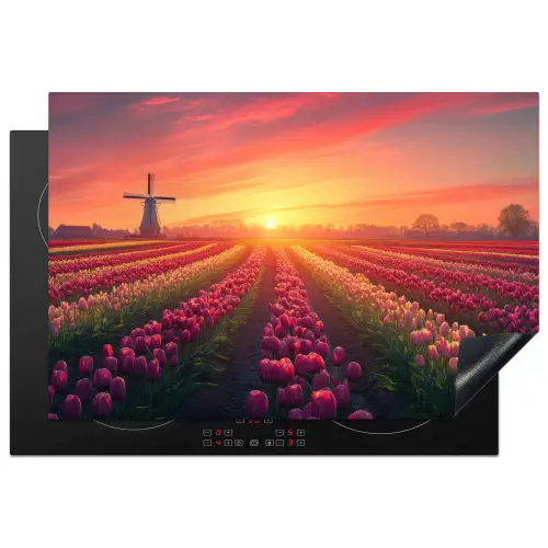 Windmolen - Zonsondergang - Landschap Inductie beschermer vinyl 3mm klein -3d