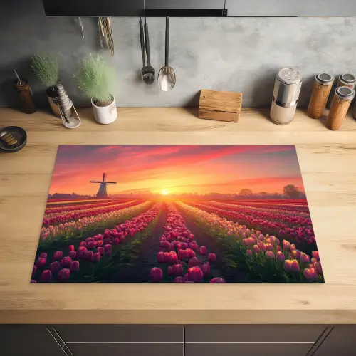 Windmolen - Zonsondergang - Landschap Inductie beschermer vinyl 3mm klein -sfeer5
