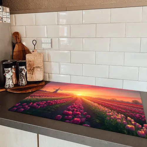 Windmolen - Zonsondergang - Landschap Inductie beschermer vinyl 3mm klein -sfeer3